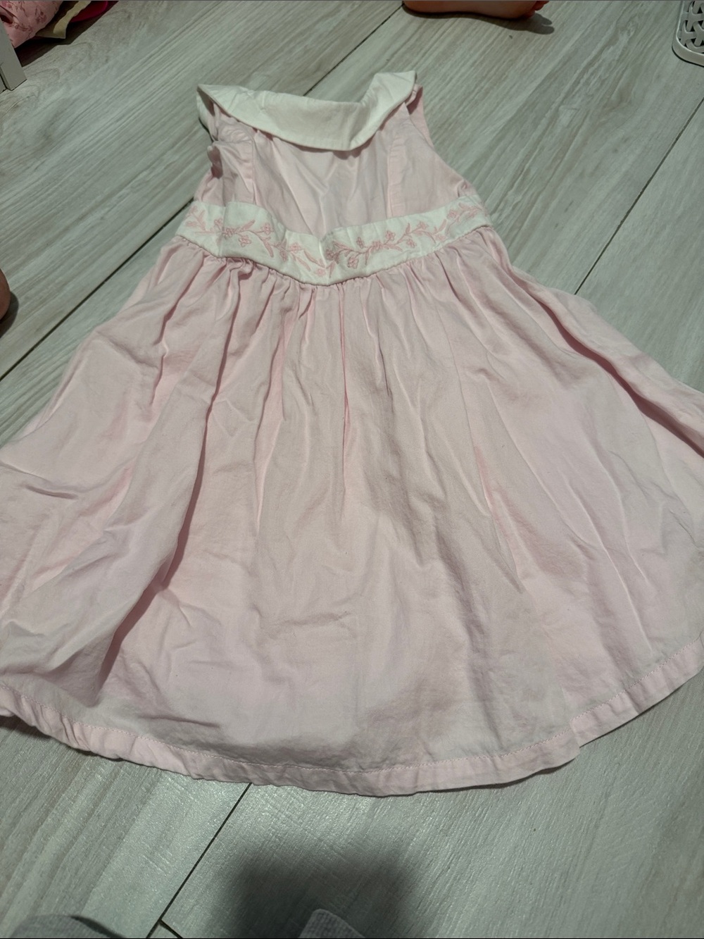 Hope & Henry Girls' Light Pink Sleeveless Dress with Embroidered Waistband